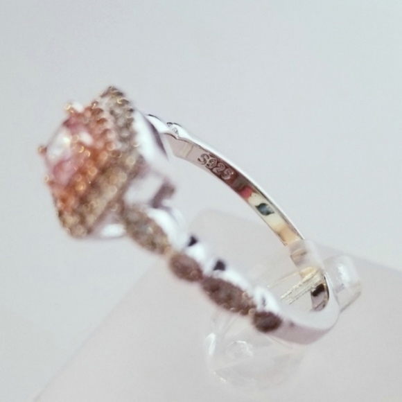 Sterling Pink Princess Cut Solitaire - Picture 7 of 9